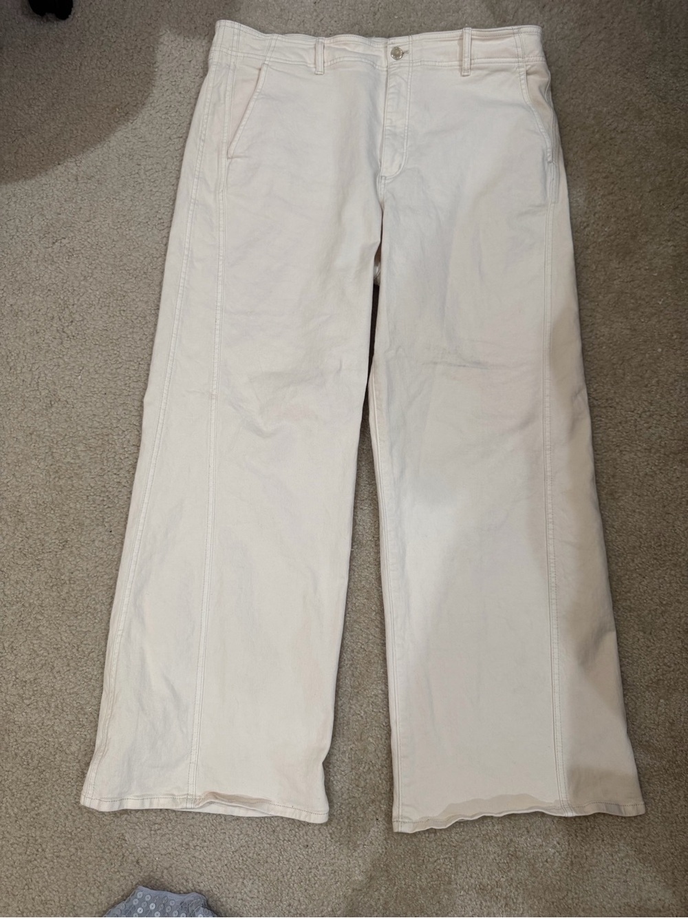 Ann Taylor Cream Wide-Leg Pants
